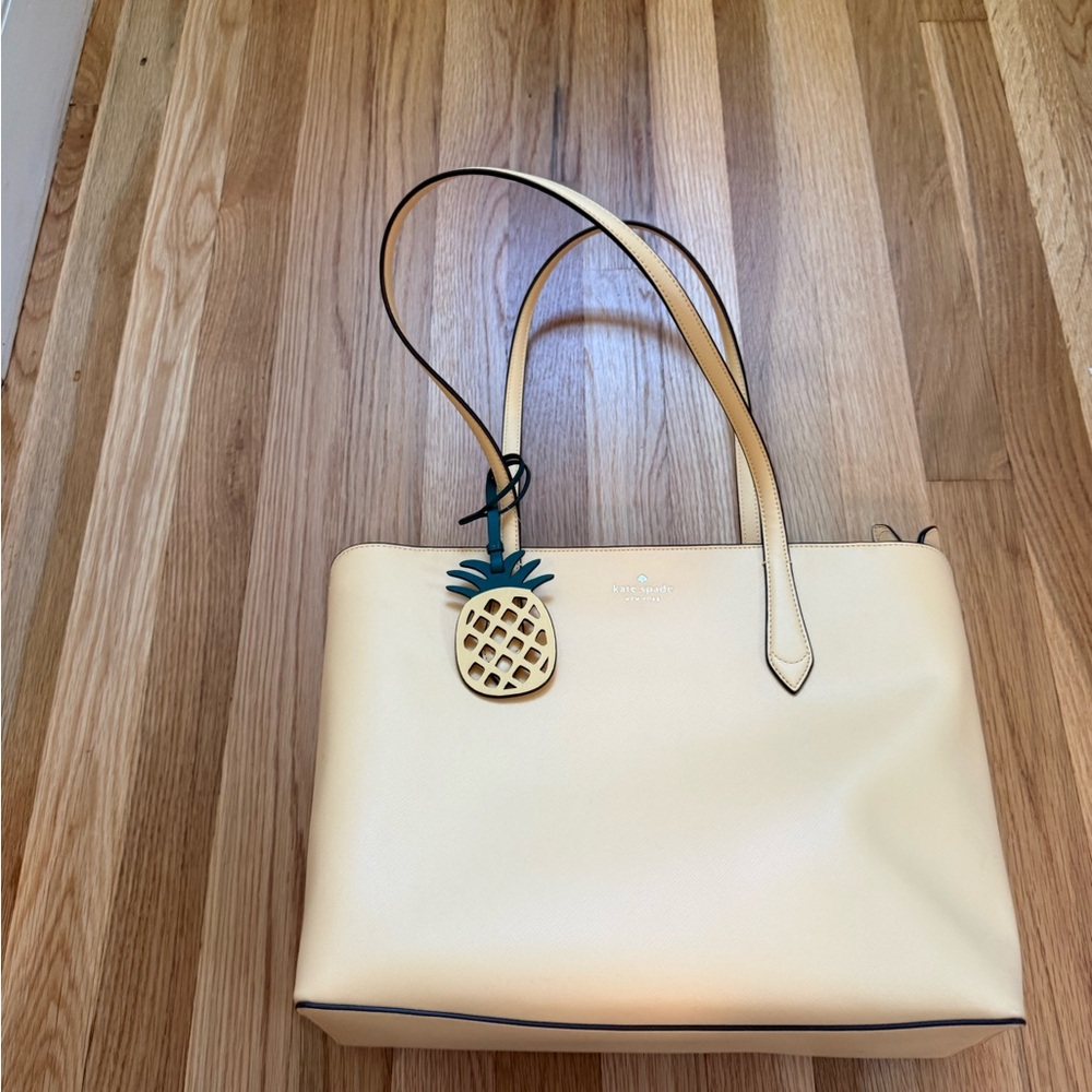Kate Spade Light Yellow Tote with Pineapple Accent